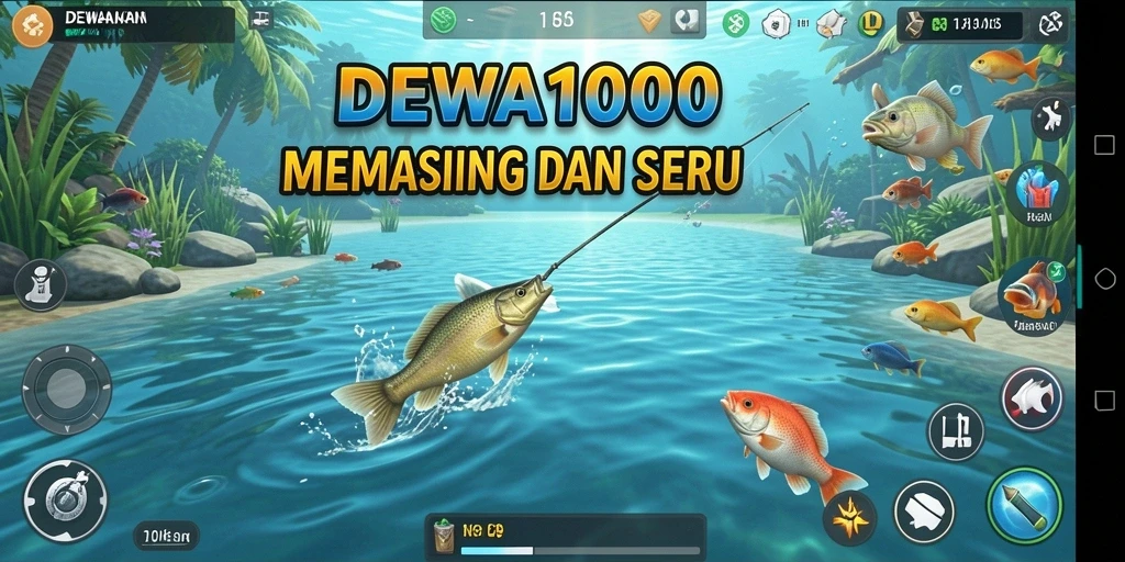 Tangkapan ikan besar dalam DEWA1000 dengan pemandangan laut yang indah.