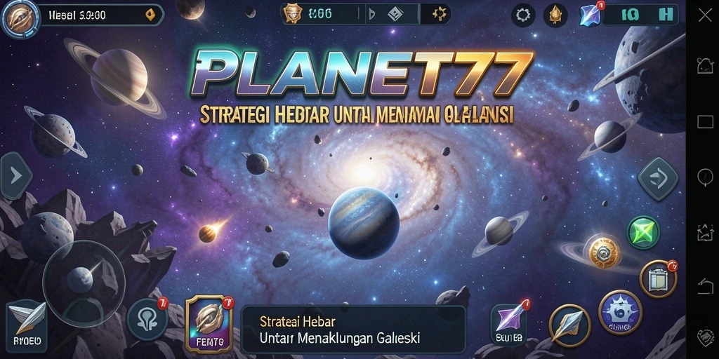 Screenshot gameplay PLANET77 menampilkan strategi luar angkasa yang mendebarkan.