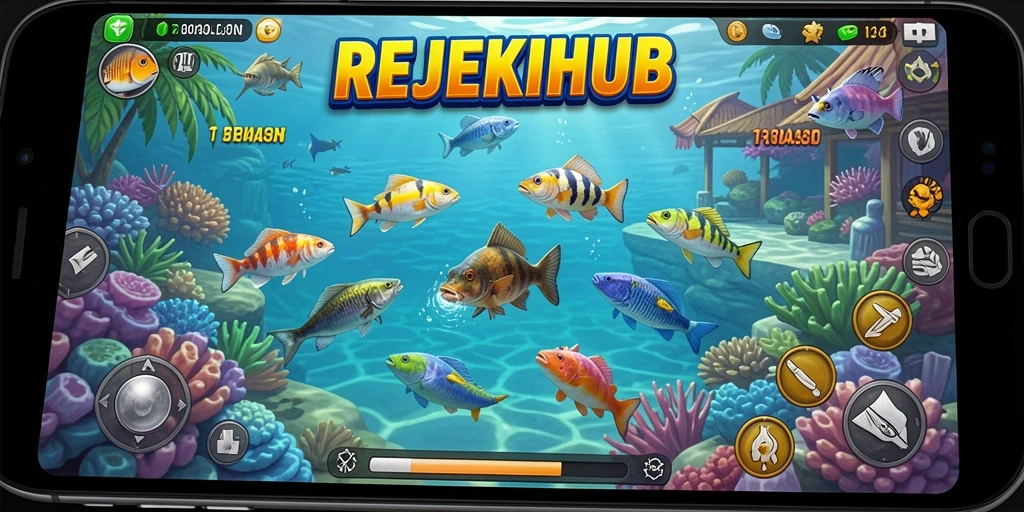 Screenshot gameplay REJEKIHUB menampilkan aksi seru menembak ikan.