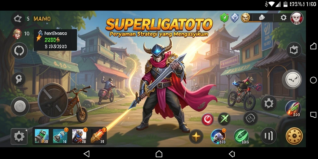 Tangkapan layar gameplay SUPERLIGATOTO menampilkan pertempuran strategis yang mendebarkan.