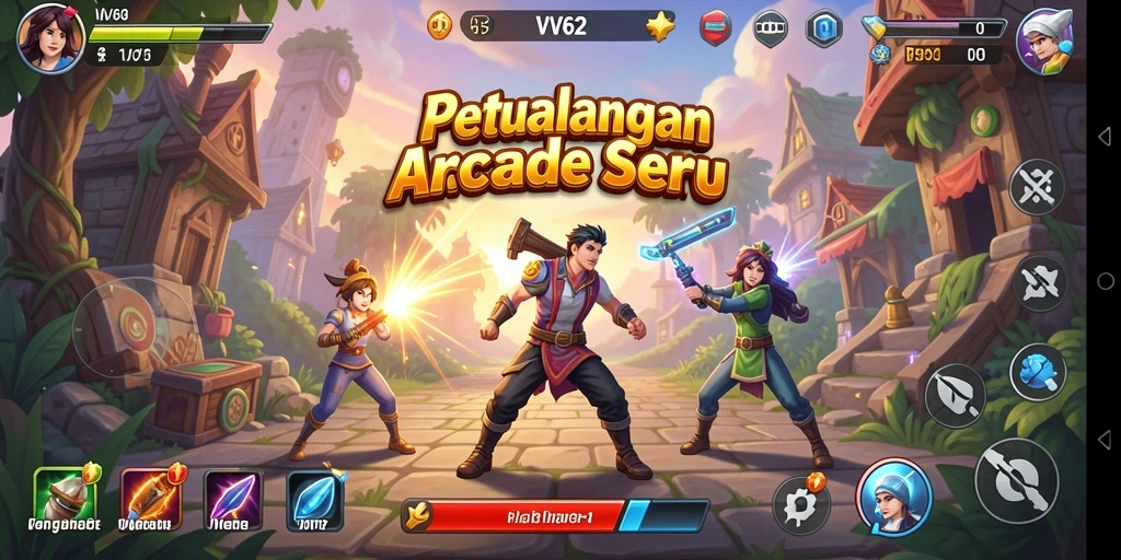 Tampilan seru gameplay VV62 dengan aksi arcade yang menarik.
